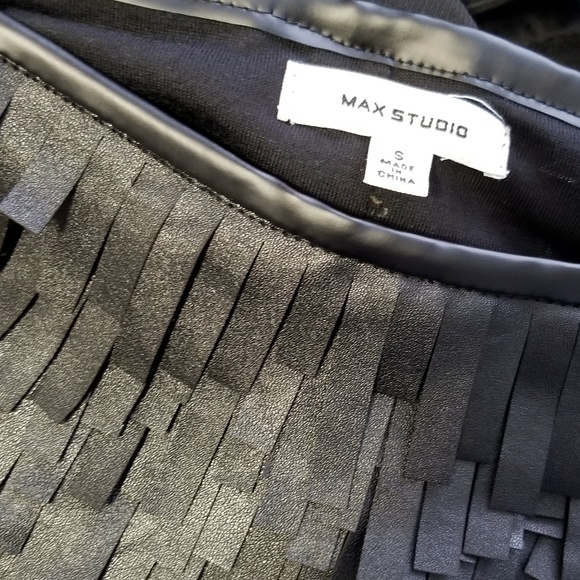 Max Studio faux leather fringe skirt - Picture 2 of 2